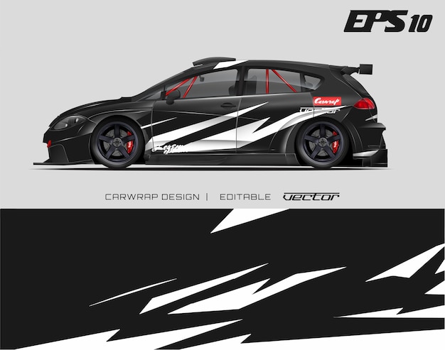 Vector diseño de envoltura de automóviles con diseño abstracto diseño de fondo de carreras para vehículos de aventura de autos de carrera