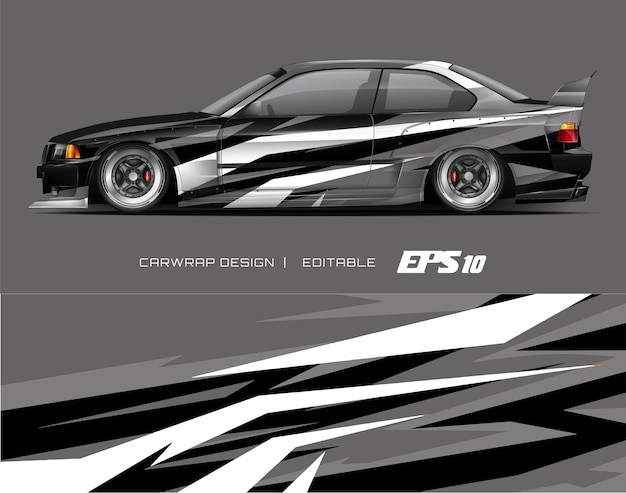 Diseño de envoltura de automóviles con diseño abstracto Diseño de fondo de carreras para vehículos de aventura de autos de carrera