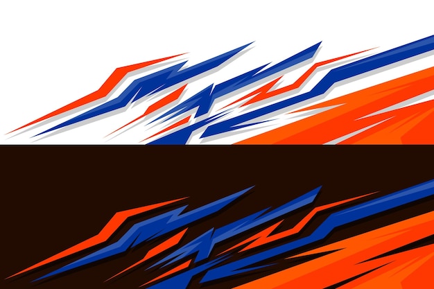 Diseño de envoltura de automóviles librea de carrera vector de vehículo librea de carreras de rayas gráficas en colores azul y naranja