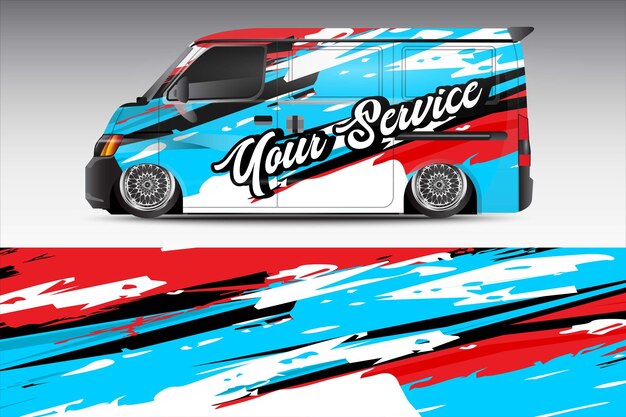diseño de envoltura de autos de carreras para pegatinas de vinilo de vehículos y librea de pegatinas con motivos grunge