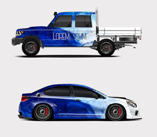 Diseño de envoltura de autos deportivos de carreras para el diseño de vectores de librea de vehículos