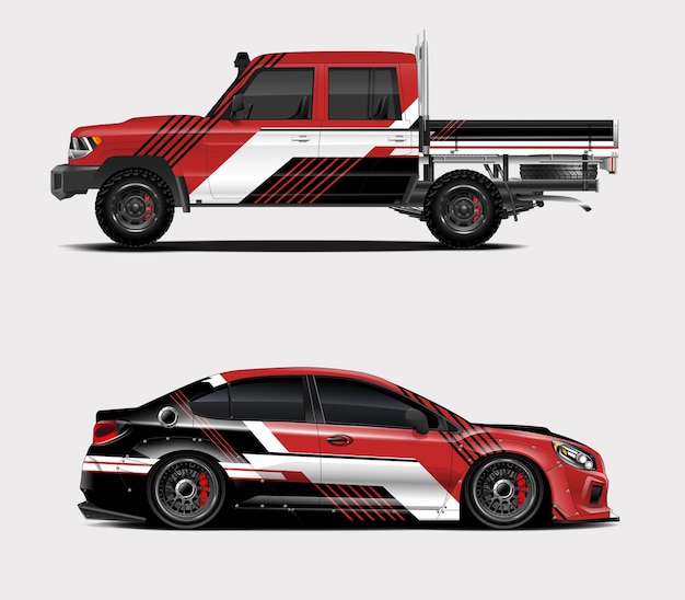 Diseño de envoltura de autos deportivos de carreras para el diseño de vectores de librea de vehículos
