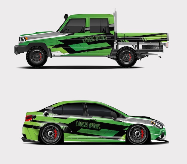 Diseño de envoltura de autos deportivos de carreras para el diseño de vectores de librea de vehículos