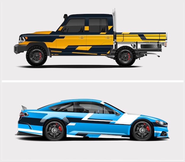 Diseño de envoltura de autos deportivos de carreras para el diseño de vectores de librea de vehículos