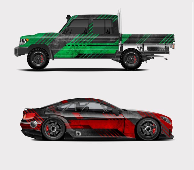 Diseño de envoltura de autos deportivos de carreras para el diseño de vectores de librea de vehículos