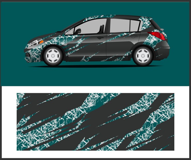 Vector diseño de envoltura de autos para vehículos de envoltura, autos de carrera, rally, aventura y librea.
