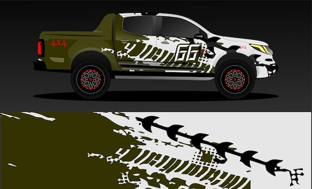 Diseño de envoltura de calcomanía de coche de camión Vector Premium