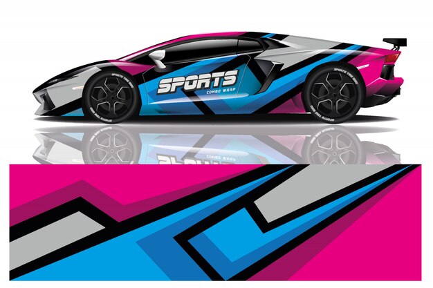diseño de envoltura de calcomanía de coche deportivo