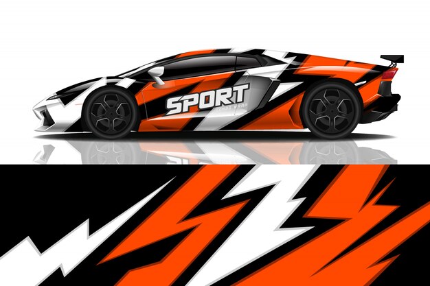 diseño de envoltura de calcomanía de coche deportivo
