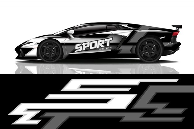 diseño de envoltura de calcomanía de coche deportivo