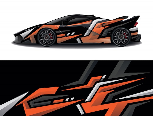 Vector diseño de envoltura de calcomanía de coche deportivo