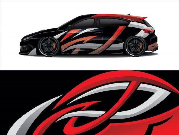 diseño de envoltura de calcomanía de coche deportivo
