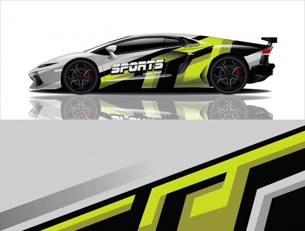 diseño de envoltura de calcomanía de coche deportivo