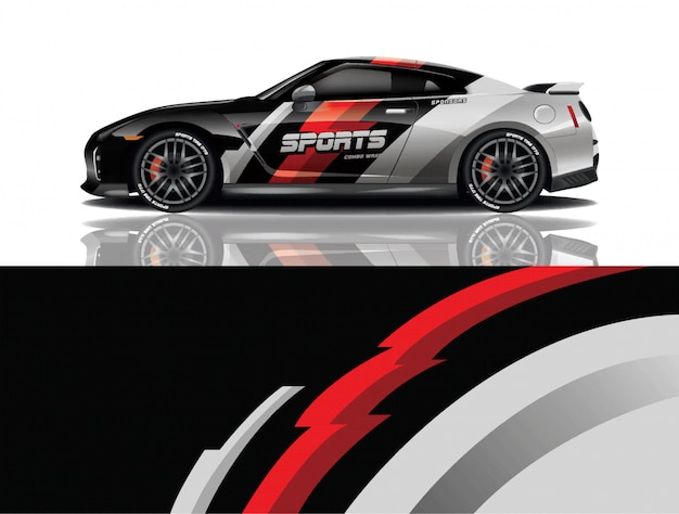 diseño de envoltura de calcomanía de coche deportivo