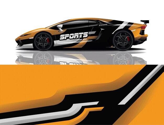 diseño de envoltura de calcomanía de coche deportivo