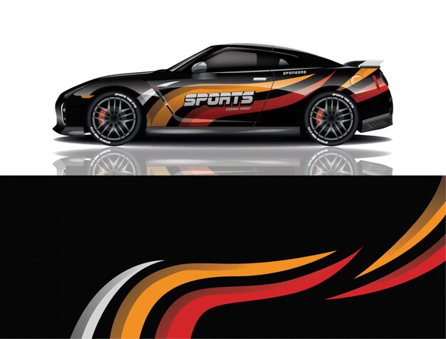 diseño de envoltura de calcomanía de coche deportivo