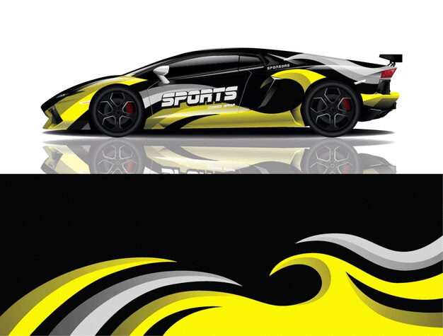 diseño de envoltura de calcomanía de coche deportivo