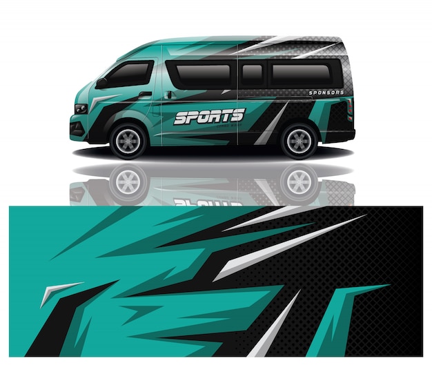 Diseño de envoltura de calcomanía de Van Car