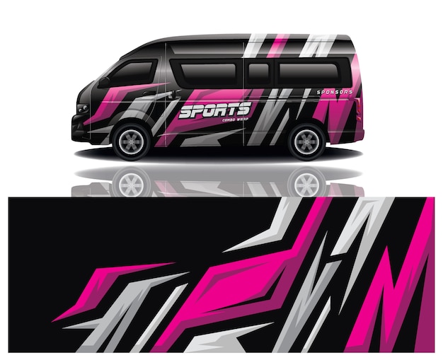 Diseño de envoltura de calcomanía de Van Car