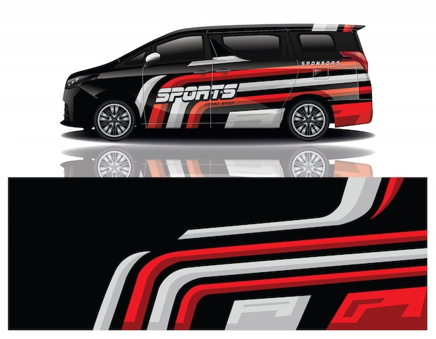 Diseño de envoltura de calcomanía de Van Car