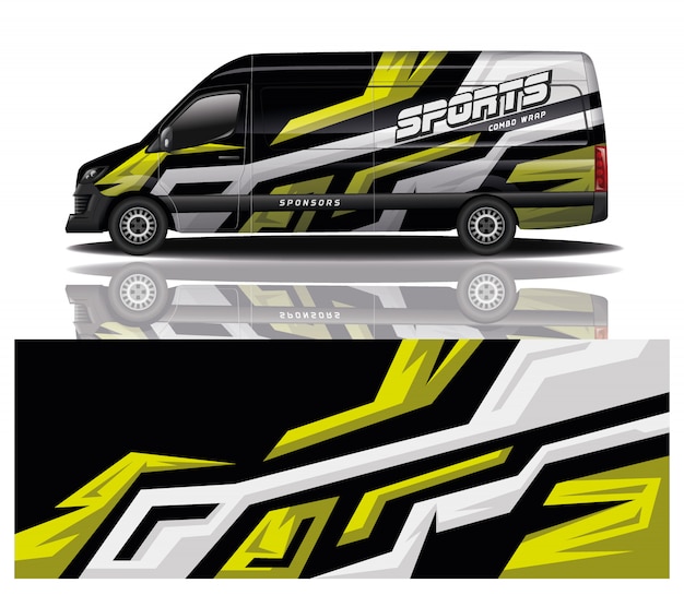 Diseño de envoltura de calcomanía de Van Car