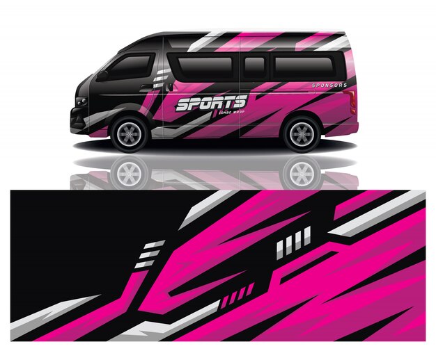 Diseño de envoltura de calcomanía de Van Car
