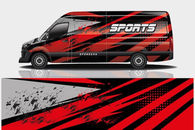 Diseño de envoltura de calcomanía de Van Car