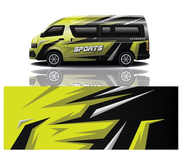 Diseño de envoltura de calcomanía de Van Car
