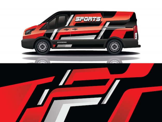 Diseño de envoltura de calcomanía de Van Car