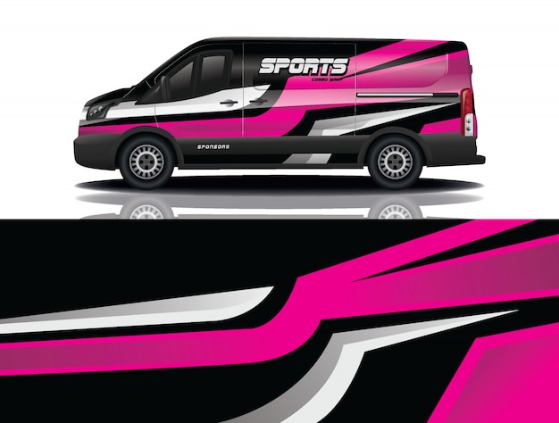 Diseño de envoltura de calcomanía de Van Car