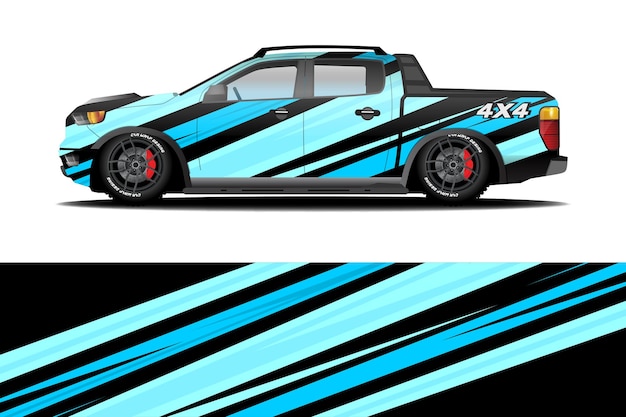 Diseño de envoltura de calcomanías de automóviles, camión de carga y vector de envoltura de furgonetas. diseño gráfico de línea abstracta para veh.