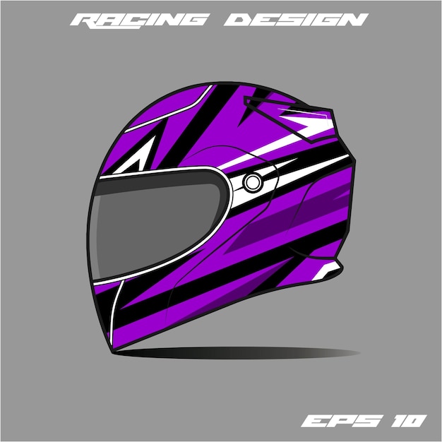 diseño de envoltura de casco con verde y púrpura