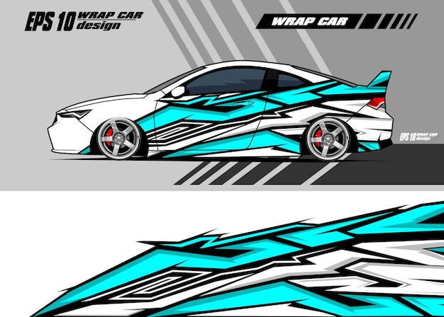 Diseño de envoltura de coche de carreras azul gráfico vectorial diseños de kit de fondo de carreras de rayas abstractas para envoltura