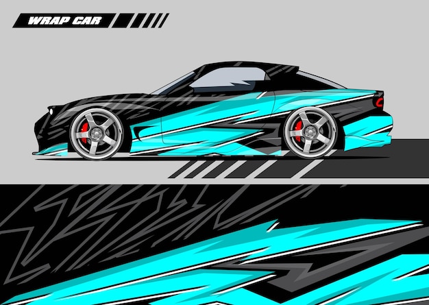 Diseño de envoltura de coche de carreras vector premium vector tosca vector premium