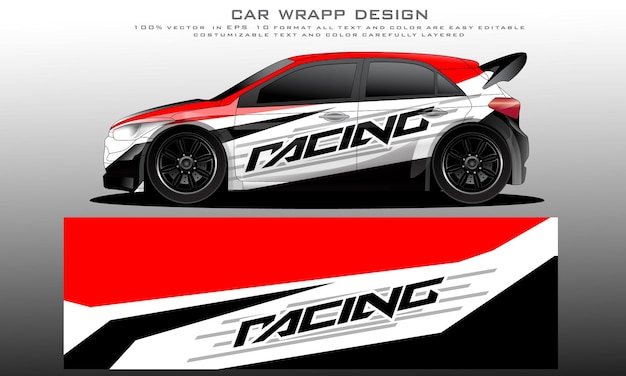 Diseño de envoltura de coche de carreras para vehículo hatchback