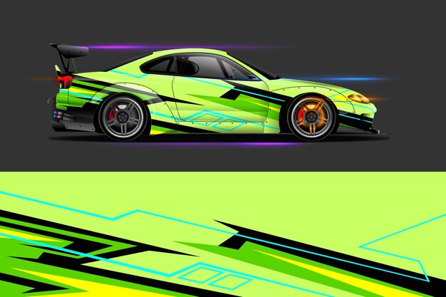 Diseño de envoltura de coche con diseño abstracto de rayas y grunge