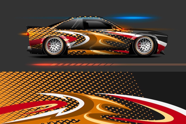 Diseño de envoltura de coche con diseño abstracto de rayas y grunge