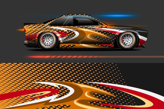 Vector diseño de envoltura de coche con diseño abstracto de rayas y grunge