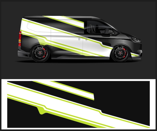 diseño de envoltura de coche para gráficos de pegatinas de vehículos y gráficos abstractos
