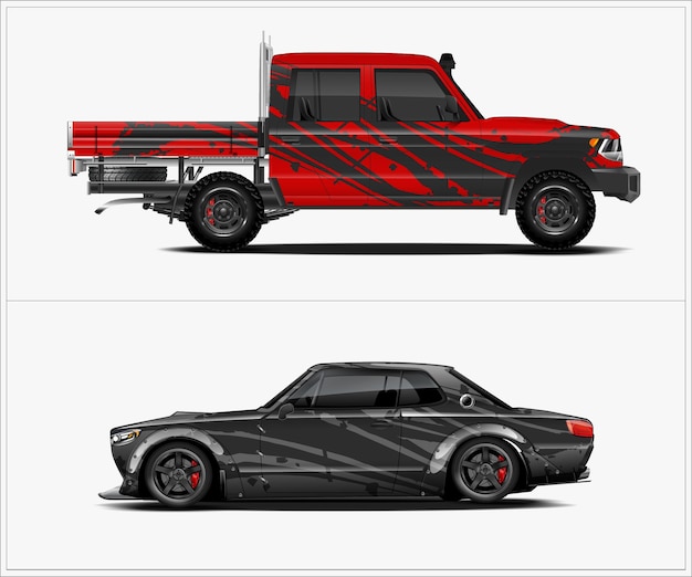 diseño de envoltura de coche con plantilla Vector premium