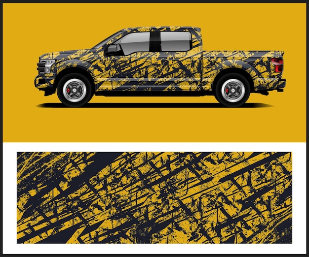 diseño de envoltura de coche con plantilla Vector premium