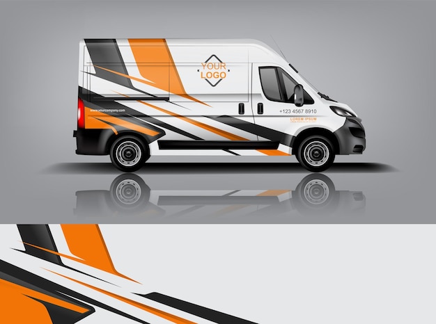 Diseño de envoltura de furgoneta Diseño de calcomanías y pegatinas envolventes para la empresa eps 10 Formato vectorial dekal a1