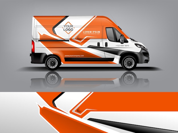 Diseño de envoltura de furgoneta Diseño de calcomanías y pegatinas envolventes para la empresa eps 10 Formato vectorial dekal a1