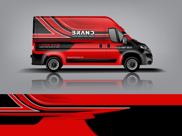Diseño de envoltura de furgoneta Diseño de calcomanías y pegatinas envolventes para la empresa eps 10 Formato vectorial dekal a1