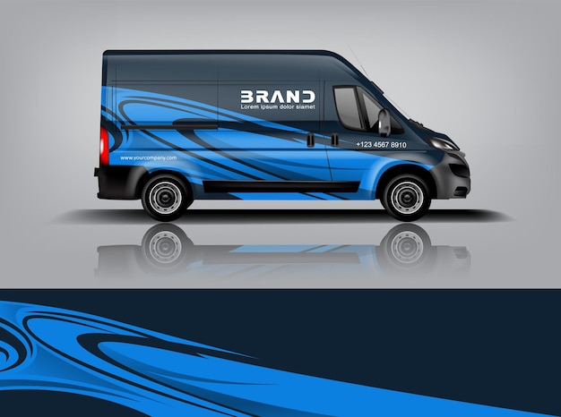 Diseño de envoltura de furgoneta Diseño de calcomanías y pegatinas envolventes para la empresa eps 10 Formato vectorial dekal a1