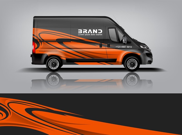 Diseño de envoltura de furgoneta Diseño de calcomanías y pegatinas envolventes para la empresa eps 10 Formato vectorial dekal a1