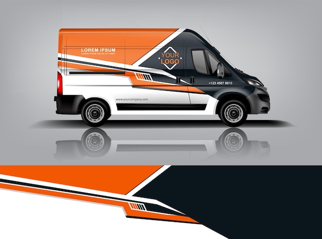 Diseño de envoltura de furgoneta Diseño de calcomanías y pegatinas envolventes para la empresa eps 10 Formato vectorial dekal a1