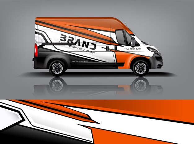 Diseño de envoltura de furgoneta Diseño de calcomanías y pegatinas envolventes para la empresa eps 10 Formato vectorial dekal a1