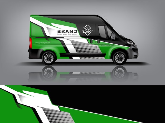 Diseño de envoltura de furgoneta Diseño de calcomanías y pegatinas envolventes para la empresa eps 10 Formato vectorial dekal a1