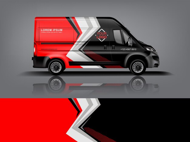 Diseño de envoltura de furgoneta Diseño de calcomanías y pegatinas envolventes para la empresa eps 10 Formato vectorial dekal a1